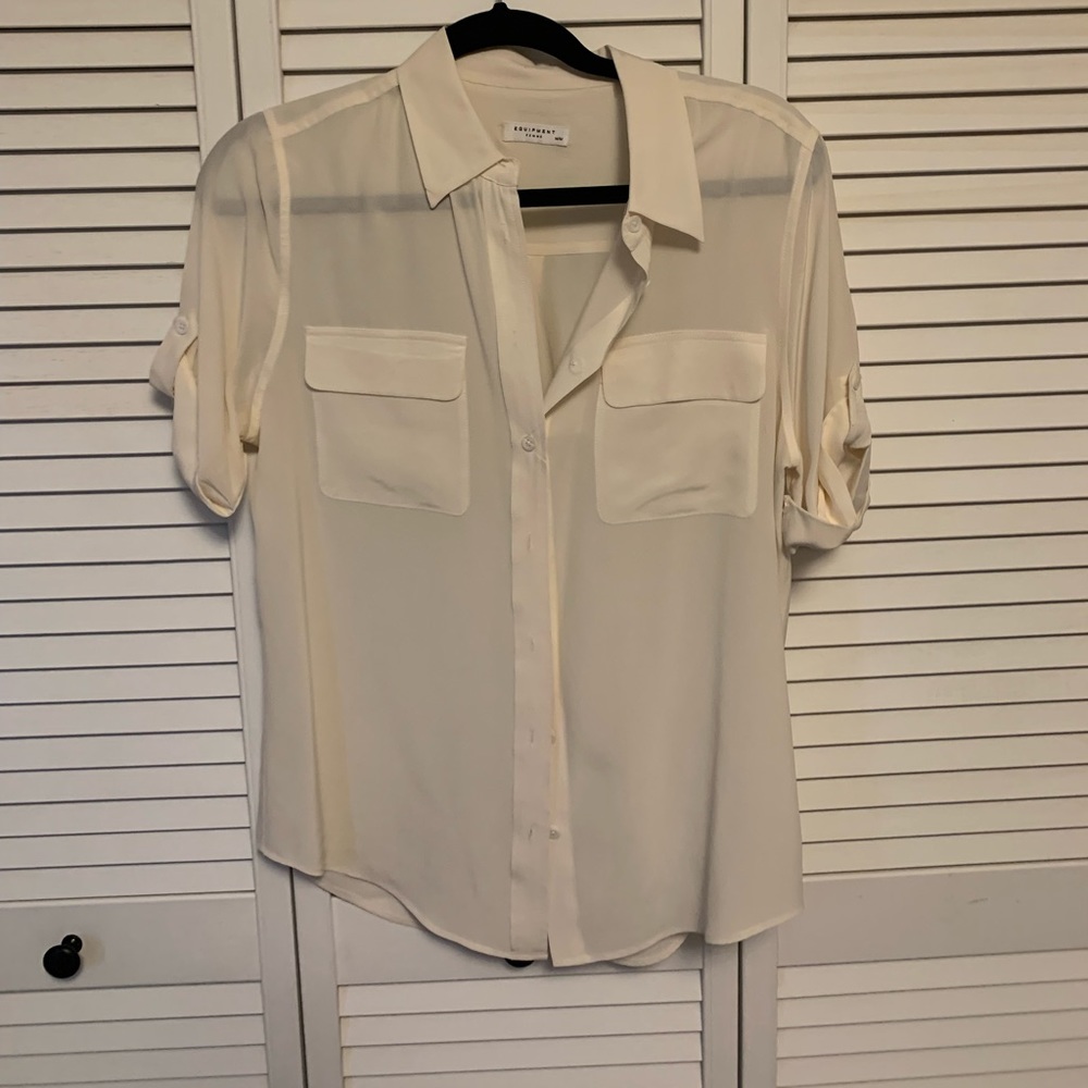 Equipment off white short sleeve button down medium